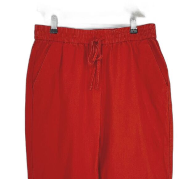 J Crew Linen Blend Pull on Drawstring Pants Size Size 8 Burnt Orange Pockets - Picture 3 of 7